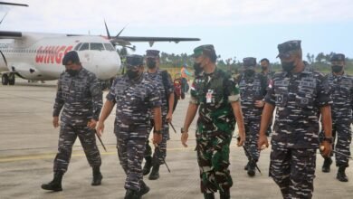 Danlanud RSA Natuna Sambut Kedatangan Pangkoarmada RI di Bandara Raden Sadjad