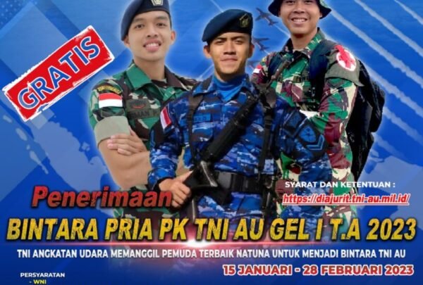 Lanud Raden Sadjad Buka Pendaftaran Bintara Pria PK Gelombang I TA 2023