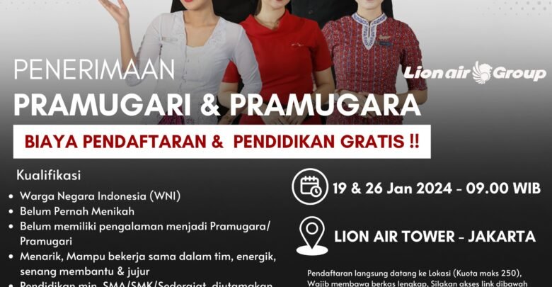 Lion Group Ajak Generasi Muda Indonesia Ikuti Pendidikan dan Pelatihan Pramugari dan Pramugara Gratis