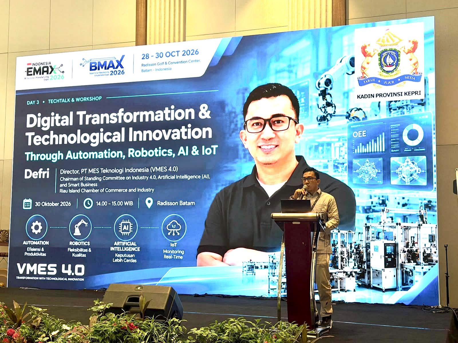 Defri Paparkan Masa Depan Industri Batam Berbasis AI dan Otomasi di Pameran Internasional EMAX & BMAX Expo 2026
